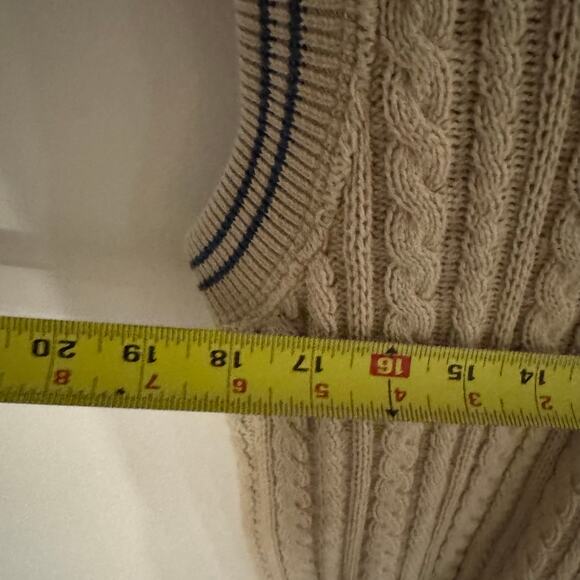 Glen Gate sweater vest Golf/casual cable knit Size Medium Beige With Logo - BUB - Picture 4 of 5